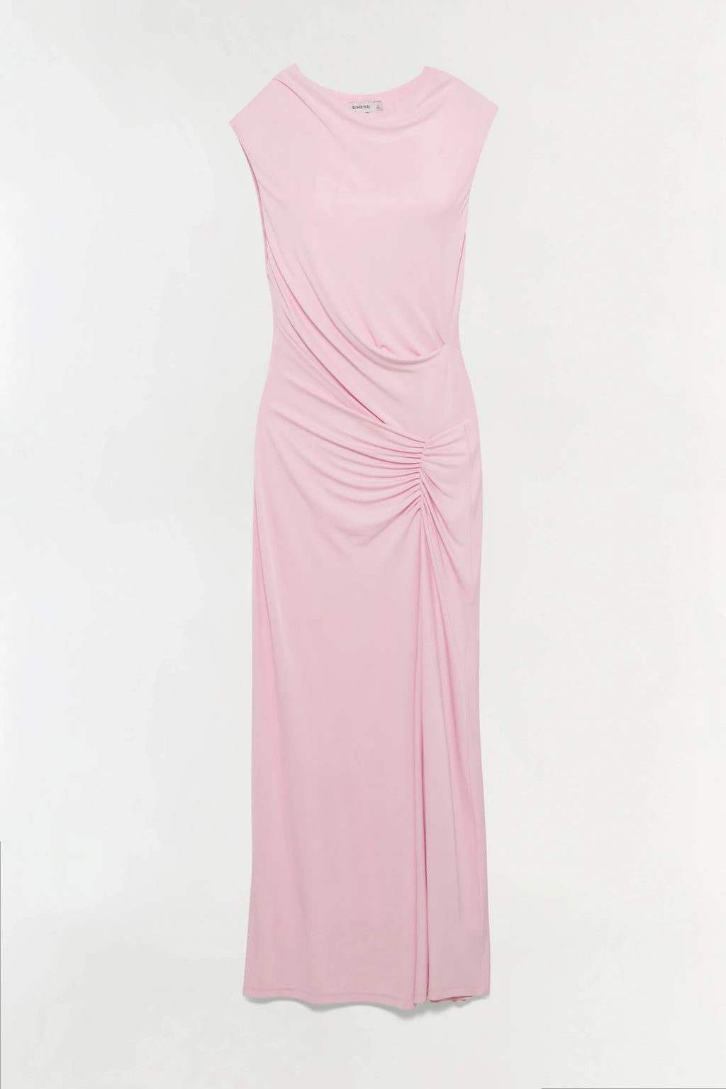 SIMKHAI Acacia Draped Jersey Midi Dress in Pink Tulip – Chayse Clothing