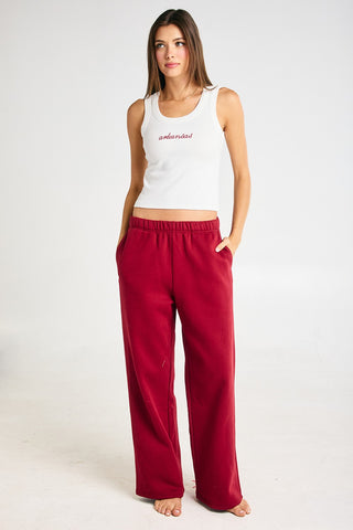 “Arkansas” Embroidered Ribbed Tank Top in White