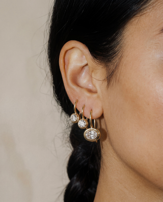 Lucia Oval French Hook Earrings in Silver