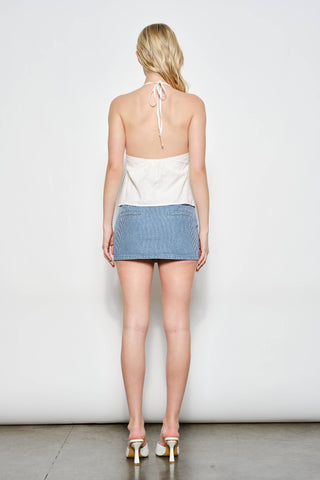 Zaylee Cotton Wrap Halter Top in White