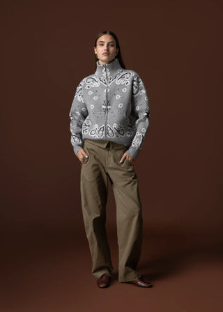 Rio Bandana Print Sweater in Grey
