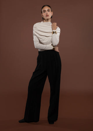 Angeli Ruched Cape Top in Bone