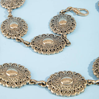 Ornate Filigree Oval Concho Chain Belt