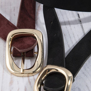 Rounded Square Buckle Vegan Leather Belt