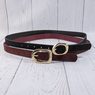 Rounded Square Buckle Vegan Leather Belt