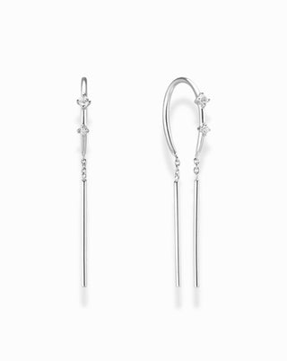 Mila Threader Huggie Earrings in Silver