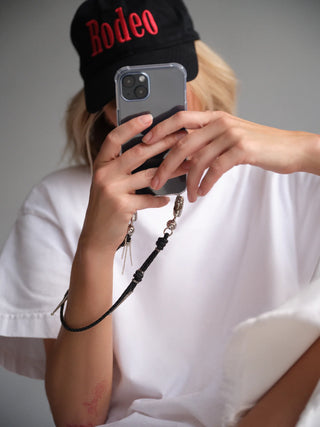OSSA x CHAYSE Leather Black Wristlet in Black
