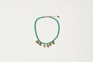 Mother Bubble Cord Necklace - Green/Gold