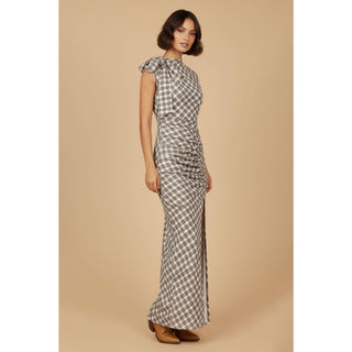 Alice Plaid Tie Shoulder Maxi Dress
