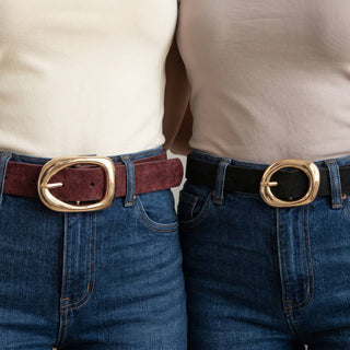 Rounded Square Buckle Vegan Leather Belt