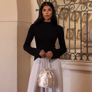 Jeane Satin Top Handle Bag in Moss