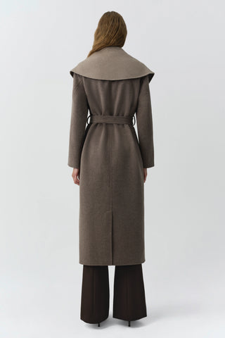 SIMKHAI Allura Reversible Belted Coat in Mushroom Multi
