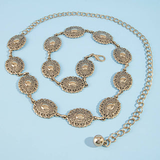 Ornate Filigree Oval Concho Chain Belt