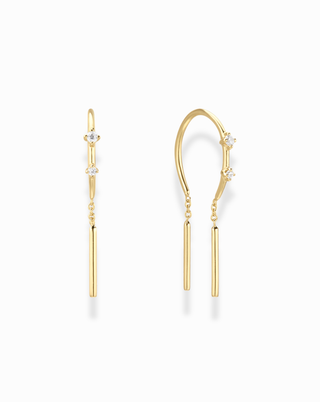 Mila Threader Huggie Earrings in Gold