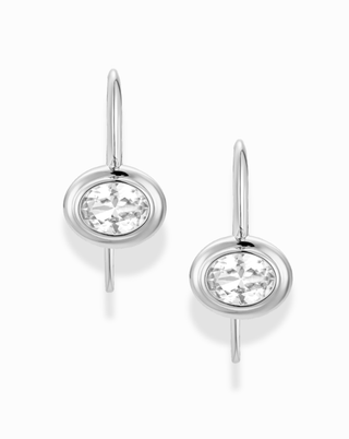 Lucia Oval French Hook Earrings in Silver
