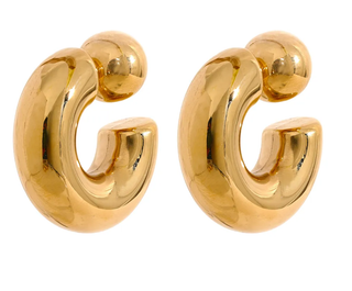 Puffy Gold Hoop Earring