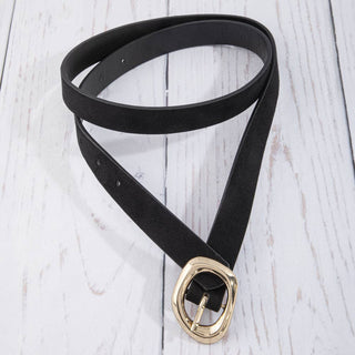 Rounded Square Buckle Vegan Leather Belt