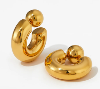 Puffy Gold Hoop Earring
