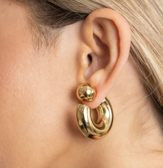 Puffy Gold Hoop Earring
