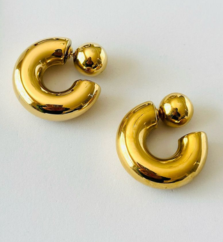Puffy Gold Hoop Earring