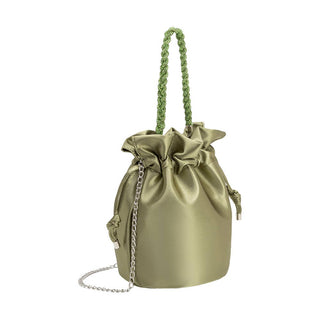 Jeane Satin Top Handle Bag in Moss