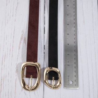 Rounded Square Buckle Vegan Leather Belt