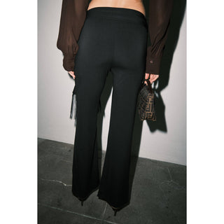 Sutton Matte Jersey Wide-Leg Pants with Fringe Tie Belt