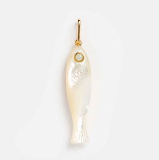 Lucky Fish Mother of Pearl 14K Gold Wire Necklace