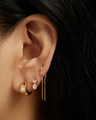 Mila Threader Huggie Earrings in Gold