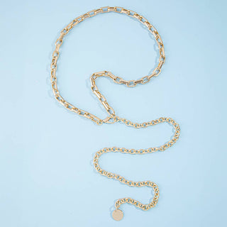 Rectangle Link Chain Belt With Disc Drop