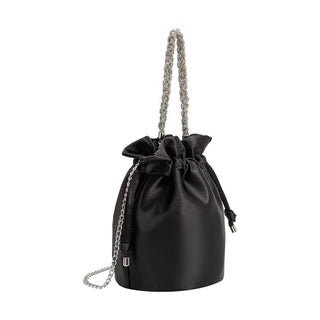 Jeane Satin Top Handle Bag in Black