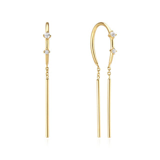 Mila Threader Huggie Earrings in Gold