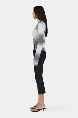 OWNLEY Alegra Asymmetrical Cardigan in Cocoa Gradient