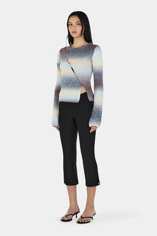 OWNLEY Alegra Asymmetrical Cardigan in Cocoa Gradient