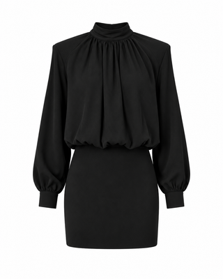 Cici Mockneck Long Sleeve Dress in Black