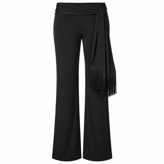 Sutton Matte Jersey Wide-Leg Pants with Fringe Tie Belt