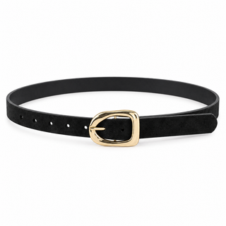Rounded Square Buckle Vegan Leather Belt
