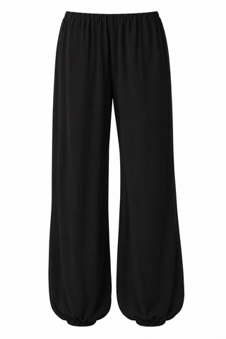 Wren Wide-Leg Bubble Hem Pants in Black