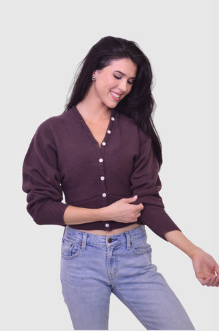 Button - Up To Neck Long Sleeve Cotton CardiganTopChayse Clothing