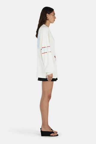 Hansen & Gretel Daniel Long Sleeve Tee in Vintage White Skate