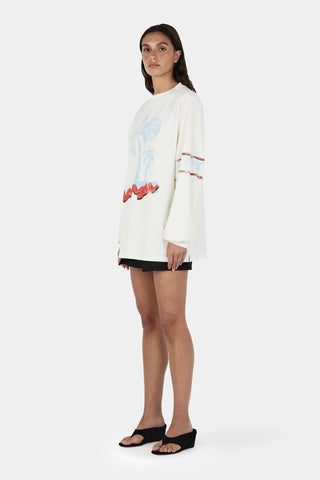 Hansen & Gretel Daniel Long Sleeve Tee in Vintage White Skate