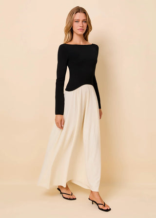 Solid & Striped Ambrio Knit Midi Dress in Noir Brule