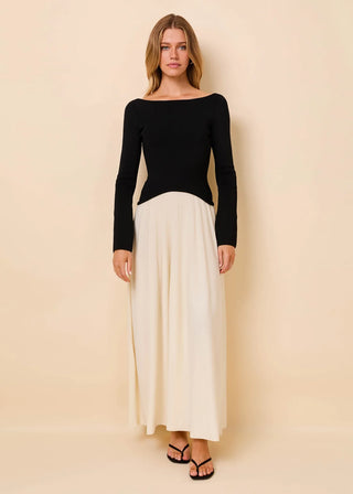 Solid & Striped Ambrio Knit Midi Dress in Noir Brule