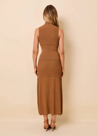 Solid & Striped Amara Caramel Ribbed Pointelle Top