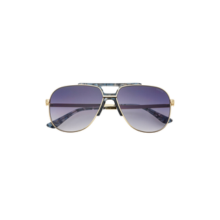 Logan Acetate Aviator Unisex Sunglasses in Light Gold & Gray