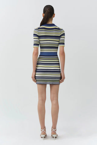 SIMKHAI Lira Polo Wrap Mini Dress in Midnight Blue Multi