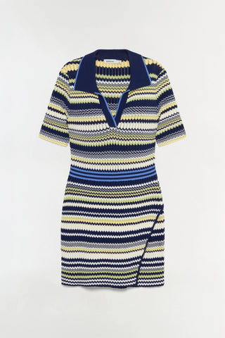 SIMKHAI Lira Polo Wrap Mini Dress in Midnight Blue Multi