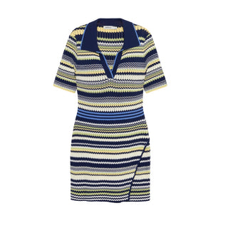 SIMKHAI Lira Polo Wrap Mini Dress in Midnight Blue Multi
