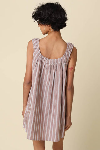 Stripe Swing Mini Dress in Tan