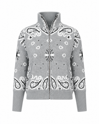 Rio Bandana Print Sweater in Grey